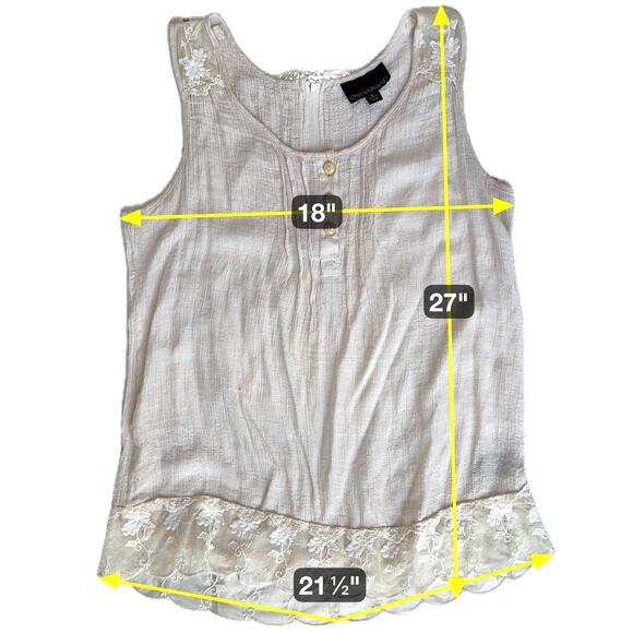 Cynthia Rowley Cream Sleeveless Top Womens Medium Lace Romantic Flirty Coquette - Picture 14 of 14